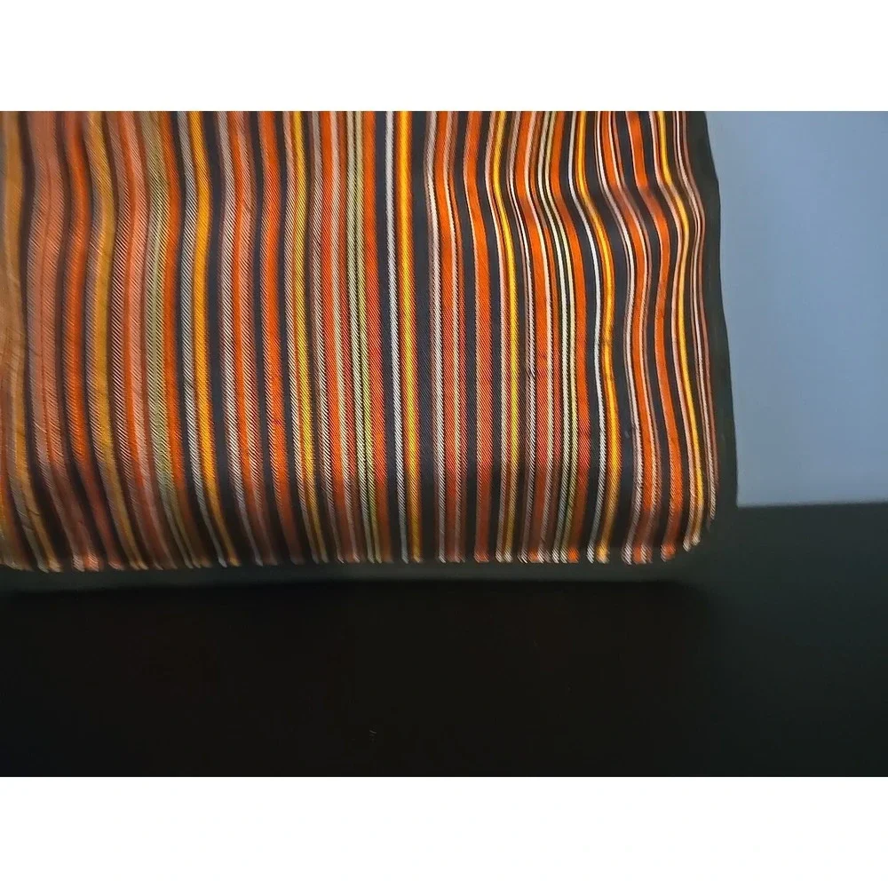 JAPANESE KIMONO VINTAGE CLASP COIN CASE  POUCH TSUMUGI  WOVEN STRIPE KISS‎ LOCK